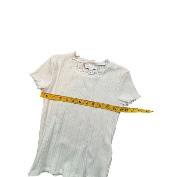 Topshop Women's Ribbed White Short Sleeve T-Shirt Size S - Picture 4 of 7